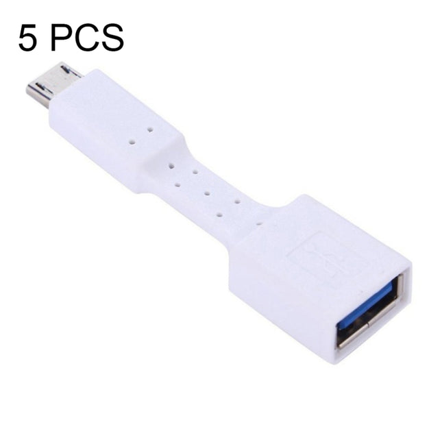 5 PCS Micro USB Male to USB 3.0 Female OTG Adapter (White)-garmade.com