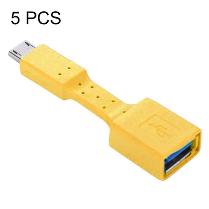 5 PCS Micro USB Male to USB 3.0 Female OTG Adapter (Yellow)-garmade.com
