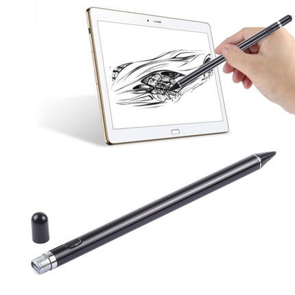 Long Universal Rechargeable Capacitive Touch Screen Stylus Pen with 2.3mm Superfine Metal Nib for iPhone, iPad, Samsung, and Other Capacitive Touch Screen Smartphones or Tablet PC(Black)-garmade.com