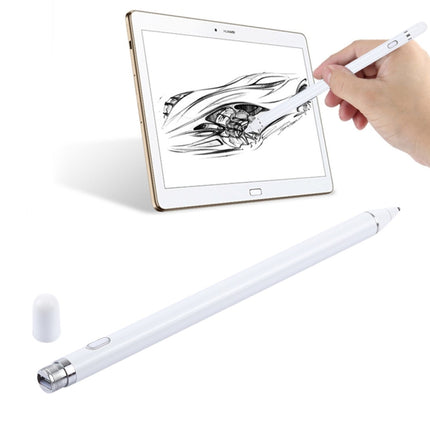 Long Universal Rechargeable Capacitive Touch Screen Stylus Pen with 2.3mm Superfine Metal Nib for iPhone, iPad, Samsung, and Other Capacitive Touch Screen Smartphones or Tablet PC(White)-garmade.com