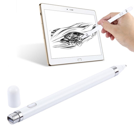 Short Universal Rechargeable Capacitive Touch Screen Stylus Pen with 2.3mm Superfine Metal Nib, For iPhone, iPad, Samsung, and Other Capacitive Touch Screen Smartphones or Tablet PC(White)-garmade.com