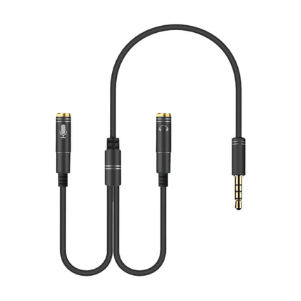 2 in 1 3.5mm Male to Double 3.5mm Female TPE High-elastic Audio Cable Splitter, Cable Length: 32cm(Black)-garmade.com