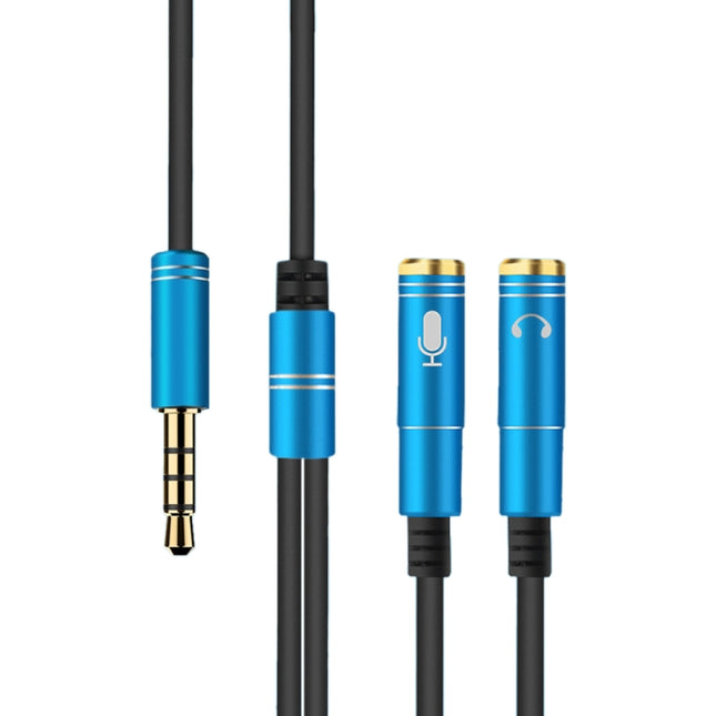 2 in 1 3.5mm Male to Double 3.5mm Female TPE High-elastic Audio Cable Splitter, Cable Length: 32cm(Blue)-garmade.com