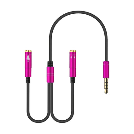 2 in 1 3.5mm Male to Double 3.5mm Female TPE High-elastic Audio Cable Splitter, Cable Length: 32cm(Rose Red)-garmade.com