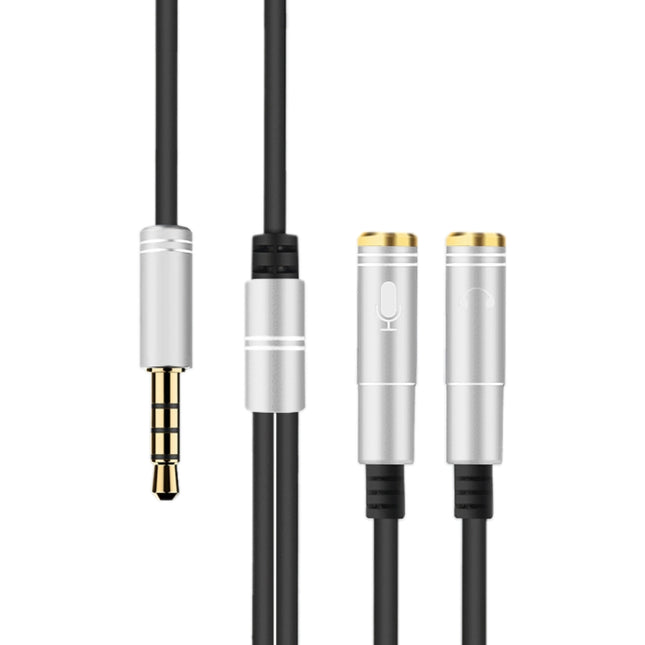 2 in 1 3.5mm Male to Double 3.5mm Female TPE High-elastic Audio Cable Splitter, Cable Length: 32cm(Silver)-garmade.com