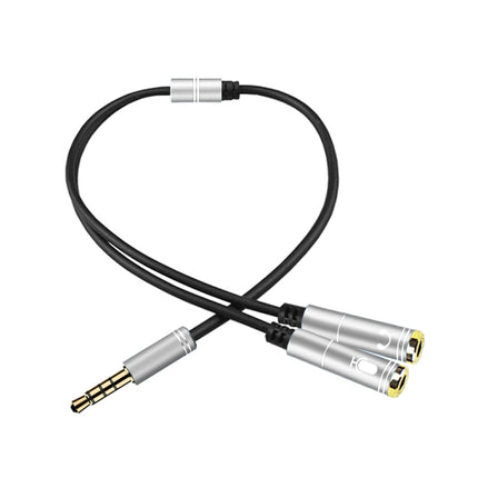 2 in 1 3.5mm Male to Double 3.5mm Female TPE High-elastic Audio Cable Splitter, Cable Length: 32cm(Silver)-garmade.com