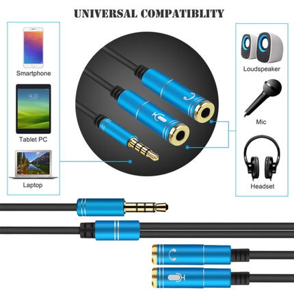 2 in 1 3.5mm Male to Double 3.5mm Female TPE High-elastic Audio Cable Splitter, Cable Length: 32cm(Silver)-garmade.com