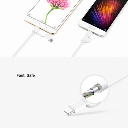 2.4A QC3.0 USB to Micro USB + USB-C / Type-C Fast Charging + Data Transmission TPE Data Cable, Cable Length: 1m-garmade.com