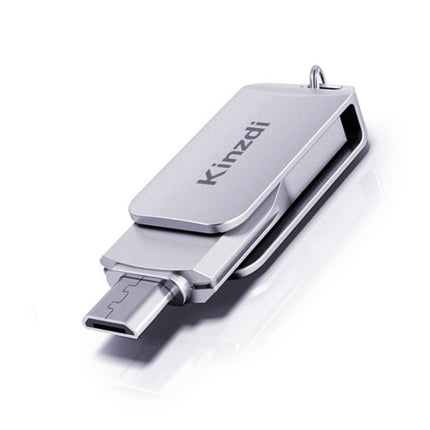Kinzdi 128GB USB + Type-C Interface Metal Twister Flash Disk V8 (Silver)-garmade.com