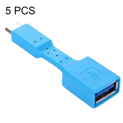 5 PCS USB-C / Type-C Male to USB 3.0 Female OTG Adapter (Blue)-garmade.com