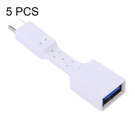 5 PCS USB-C / Type-C Male to USB 3.0 Female OTG Adapter (White)-garmade.com