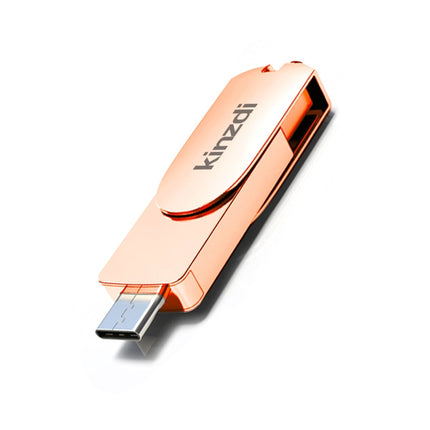 Kinzdi 256GB USB 3.0 + Type-C 3.0 Interface Metal Twister Flash Disk V11 (Rose Gold)-garmade.com