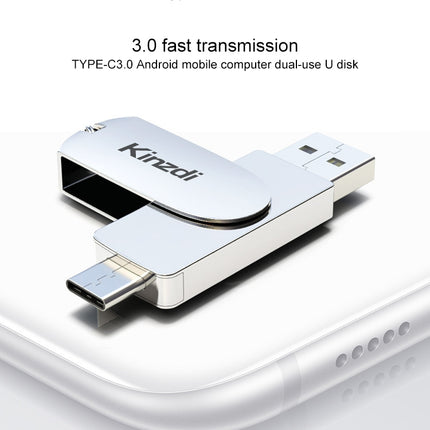 Kinzdi 128GB USB 3.0 + Type-C 3.0 Interface Metal Twister Flash Disk V11 (Rose Gold)-garmade.com