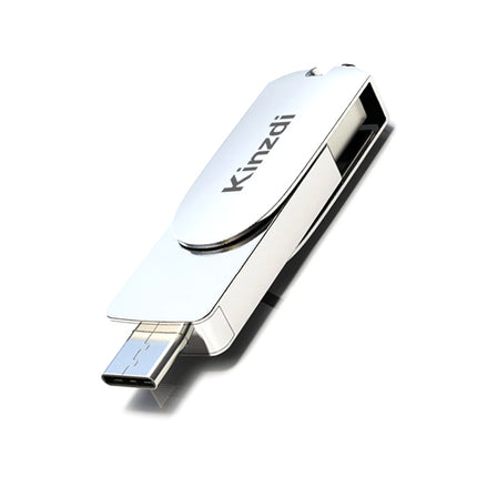 Kinzdi 128GB USB 3.0 + Type-C 3.0 Interface Metal Twister Flash Disk V11 (Silver)-garmade.com