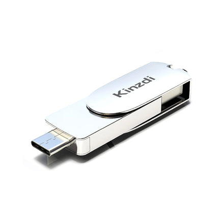Kinzdi 128GB USB 3.0 + Type-C 3.0 Interface Metal Twister Flash Disk V11 (Silver)-garmade.com