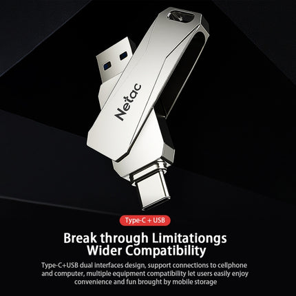 Netac U782C 64GB USB-C / Type-C + USB 3.0 360 Degrees Rotation Zinc Alloy Flash Drive OTG U Disk-garmade.com