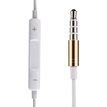 White Wire Body 3.5mm In-Ear Earphone with Line Control & Mic(Gold)-garmade.com