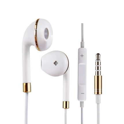 White Wire Body 3.5mm In-Ear Earphone with Line Control & Mic(Gold)-garmade.com