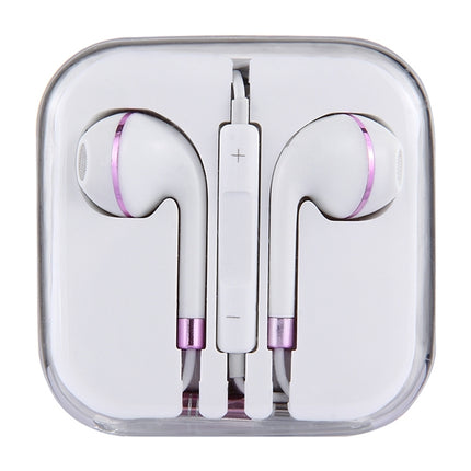 White Wire Body 3.5mm In-Ear Earphone with Line Control & Mic(Purple)-garmade.com