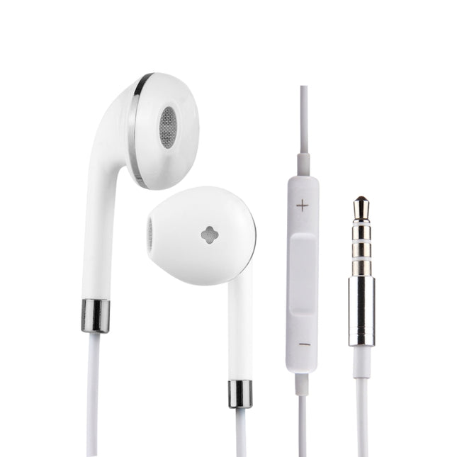 White Wire Body 3.5mm In-Ear Earphone with Line Control & Mic(Silver)-garmade.com