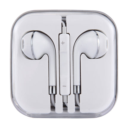 White Wire Body 3.5mm In-Ear Earphone with Line Control & Mic(Silver)-garmade.com