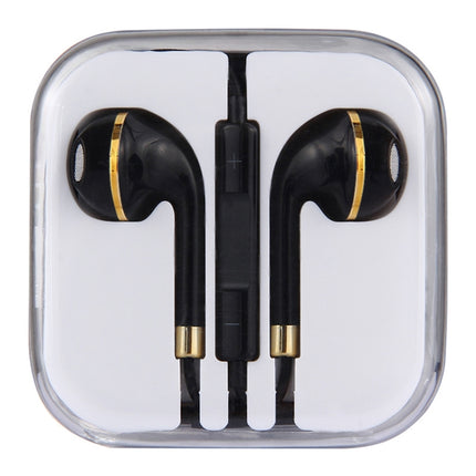 Black Wire Body 3.5mm In-Ear Earphone with Line Control & Mic for iPhone, Galaxy, Huawei, Xiaomi, LG, HTC and Other Smart Phones(Gold)-garmade.com