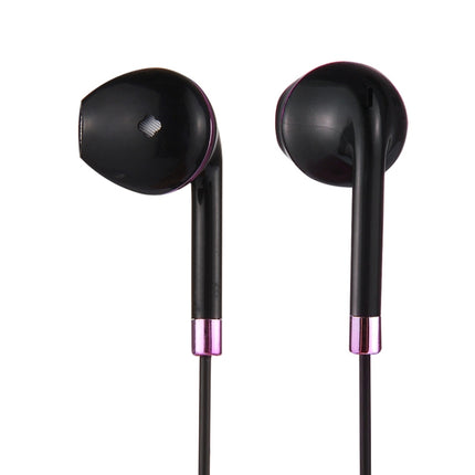 Black Wire Body 3.5mm In-Ear Earphone with Line Control & Mic for iPhone, Galaxy, Huawei, Xiaomi, LG, HTC and Other Smart Phones(Purple)-garmade.com