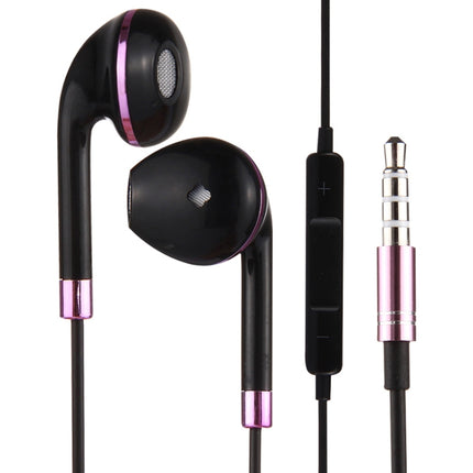 Black Wire Body 3.5mm In-Ear Earphone with Line Control & Mic for iPhone, Galaxy, Huawei, Xiaomi, LG, HTC and Other Smart Phones(Purple)-garmade.com