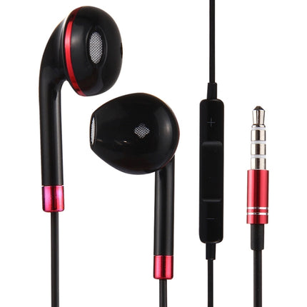 Black Wire Body 3.5mm In-Ear Earphone with Line Control & Mic, For iPhone, Galaxy, Huawei, Xiaomi, LG, HTC and Other Smart Phones(Red)-garmade.com