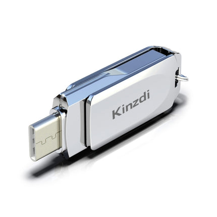 Kinzdi 32GB USB + Type-C Interface Metal Twister Flash Disk V10 (Silver)-garmade.com