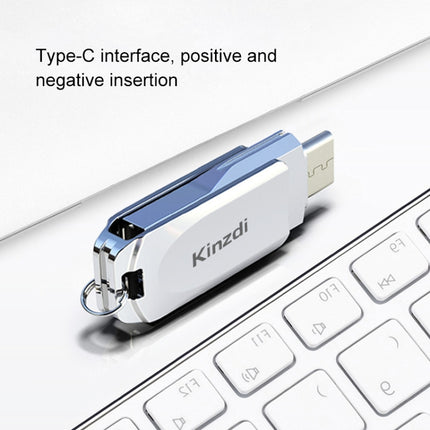 Kinzdi 64GB USB + Type-C Interface Metal Twister Flash Disk V10 (Silver)-garmade.com