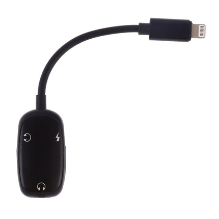 8 Pin to 8 Pin Charging Interface + 8 Pin Earphone Interface + 3.5mm Audio Interface Earphone Adapter(Black)-garmade.com
