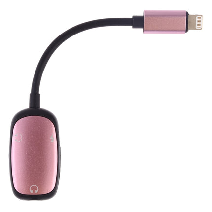 8 Pin to 8 Pin Charging Interface + 8 Pin Earphone Interface + 3.5mm Audio Interface Earphone Adapter(Pink)-garmade.com