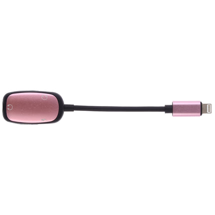 8 Pin to 8 Pin Charging Interface + 8 Pin Earphone Interface + 3.5mm Audio Interface Earphone Adapter(Pink)-garmade.com