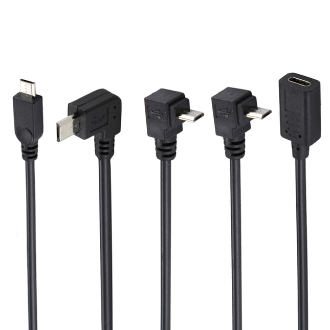 4 PCS USB-C / Type-C Female to Micro USB (Straight / Up / Down / Left Angle) Male Adapter Cable, Length: about 30cm, For Samsung, Huawei, Xiaomi, HTC, Meizu, Sony and other Smartphones-garmade.com