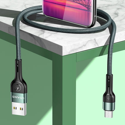USAMS US-SJ450 U55 2A Micro USB Aluminum Alloy Weave Charging Cable, Length:1m(Green)-garmade.com