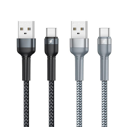 REMAX RC-124a 1m 2.4A USB to USB-C / Type-C Aluminum Alloy Braid Fast Charging Data Cable (Black)-garmade.com