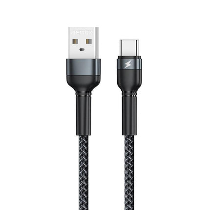 REMAX RC-124a 1m 2.4A USB to USB-C / Type-C Aluminum Alloy Braid Fast Charging Data Cable (Black)-garmade.com