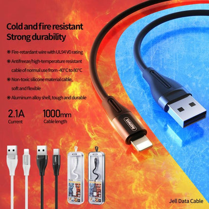 REMAX RC-075a 1m 2.1A USB to USB-C / Type-C Jell Data Cable (Black)-garmade.com