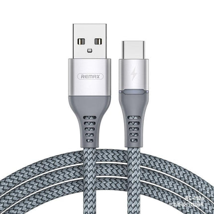REMAX RC-152A 1m 2.4A USB to USB-C / Type-C Colorful Breathing Data Cable (Silver)-garmade.com