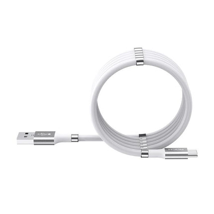 ROCK 2A Type-C / USB-C Silicone Magnetic Charging Data Cable, Length: 1.8m (White)-garmade.com