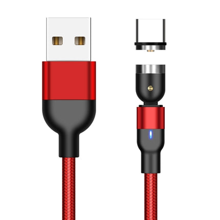 2m 2A Output USB to USB-C / Type-C Nylon Braided Rotate Magnetic Charging Cable(Red)-garmade.com