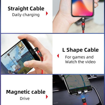 2m 2A Output USB to USB-C / Type-C Nylon Braided Rotate Magnetic Charging Cable(Red)-garmade.com