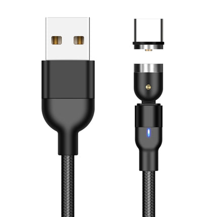 1m 2A Output USB to USB-C / Type-C Nylon Braided Rotate Magnetic Charging Cable(Black)-garmade.com