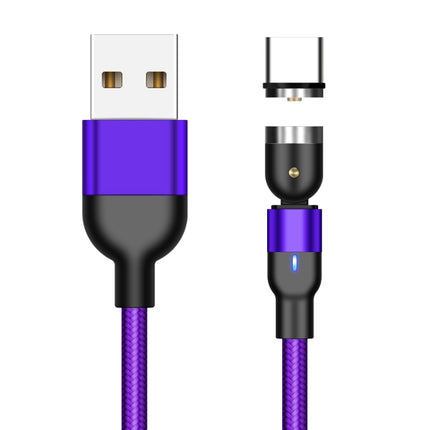 1m 2A Output USB to USB-C / Type-C Nylon Braided Rotate Magnetic Charging Cable(Purple)-garmade.com