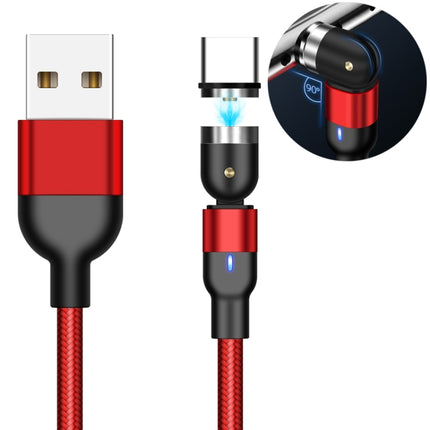 1m 2A Output USB to USB-C / Type-C Nylon Braided Rotate Magnetic Charging Cable(Red)-garmade.com