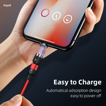 1m 2A Output USB to USB-C / Type-C Nylon Braided Rotate Magnetic Charging Cable(Red)-garmade.com