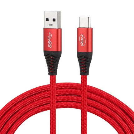 1.2m Nylon Braided Cord USB to Type-C Data Sync Charge Cable with 110 Copper Wires, Support Fast Charging(Red)-garmade.com