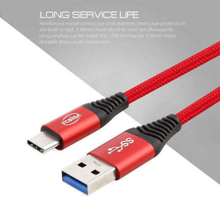 1.2m Nylon Braided Cord USB to Type-C Data Sync Charge Cable with 110 Copper Wires, Support Fast Charging(Red)-garmade.com