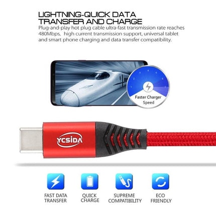 1.2m Nylon Braided Cord USB to Type-C Data Sync Charge Cable with 110 Copper Wires, Support Fast Charging(Red)-garmade.com